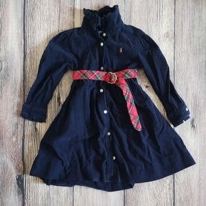 Girls polo Ralph lauren corduroy dress blue 24M